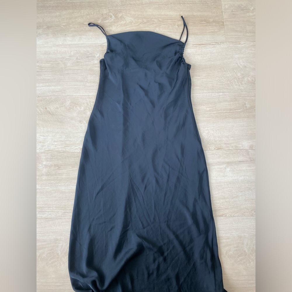 Zara Black Satin Midi Dress Size Medium